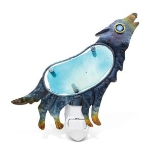 Wolf Handcraft Art Glass and Metal Decorative Night Light